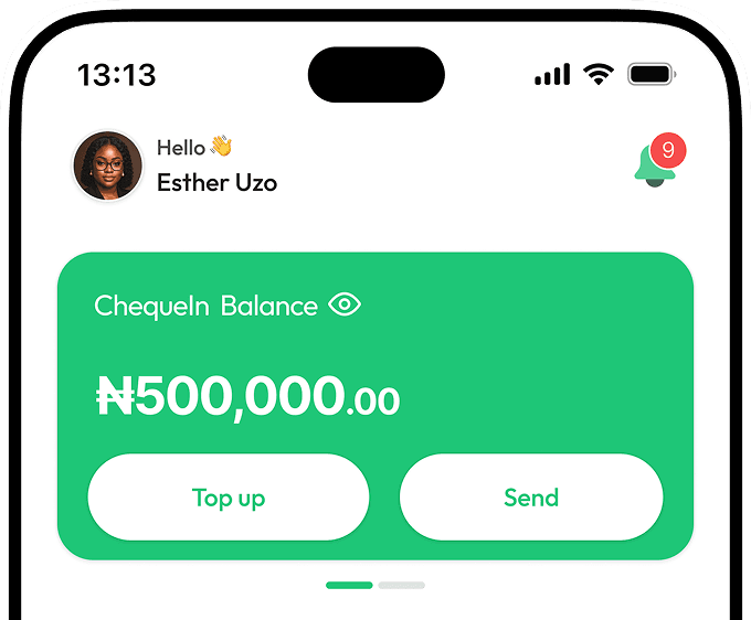 ChequeIn mobile app spending balance